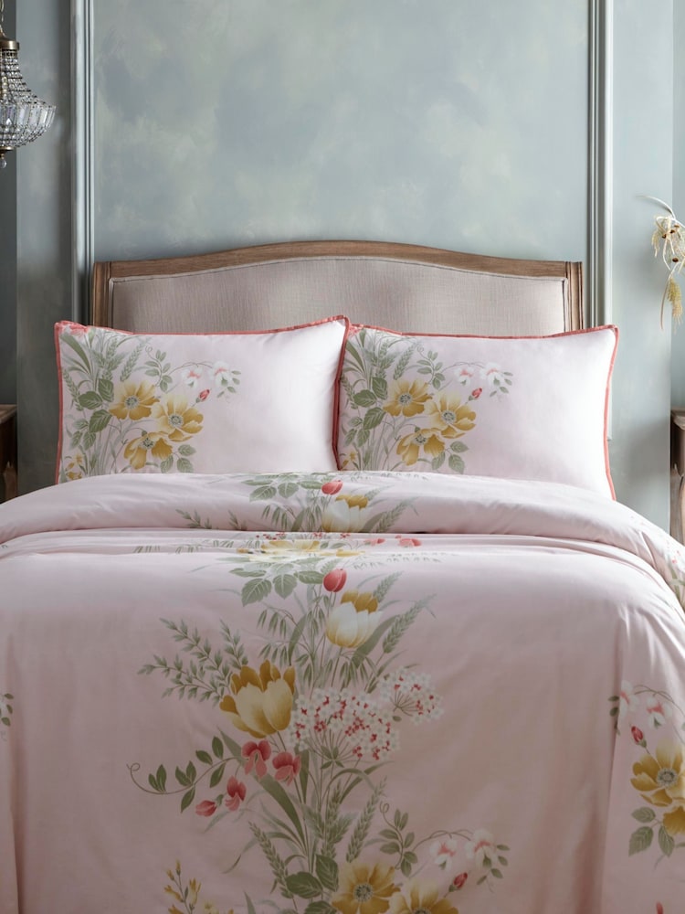 Appletree Pink Trudy 100% Cotton Duvet Cover Set - Image 1 of 3