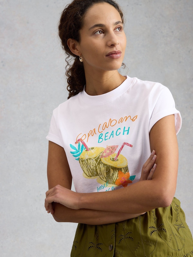 White Stuff White Gina Graphic T-Shirt - Image 1 of 6