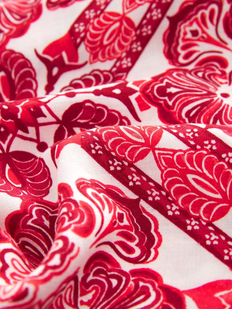 Red Print Mini Kaftan Dress - Image 6 of 6