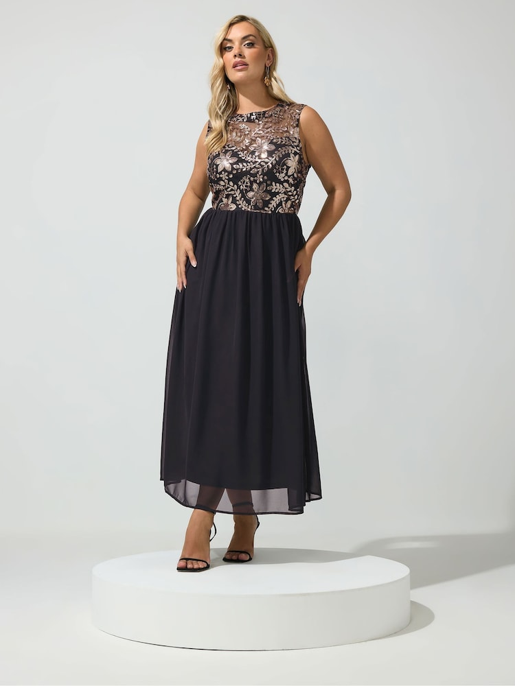 Yours Curve London Floral Sequin Maxi Dress - Slika 1 od 6