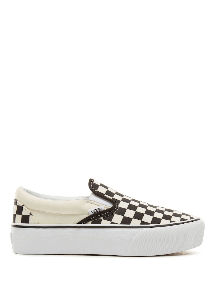 Vans Womens Classic Platform Slip-On Check Trainers - Image 1 of 5