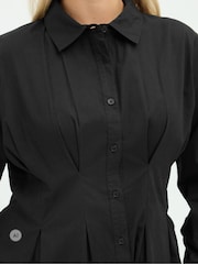 Yours Curve Black Limited Shaped Seam Detail Shirt - Image 4 of 6