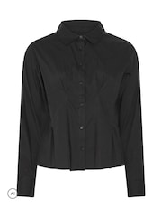 Yours Curve Black Limited Shaped Seam Detail Shirt - Image 5 of 6