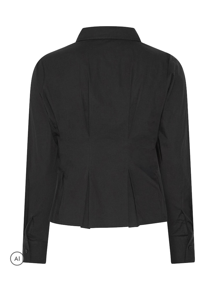 Yours Curve Black Limited Shaped Seam Detail Shirt - Image 6 of 6