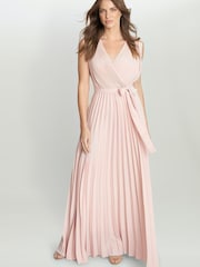 Gina Bacconi Pink Chelsey Maxi Dress With Pleat Skirt - Image 1 of 5