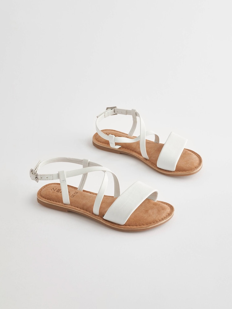 White Leather Sandals - Image 1 of 6