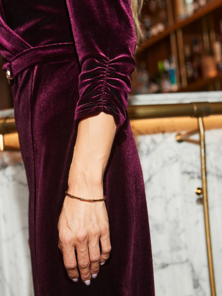 Sosandar Red Petite Luxe Velvet Sparkle Wrap Front Dress - Image 5 of 5 Sosandar Red Petite Luxe Velvet Sparkle Wrap Front Dress - Image 5 of 5