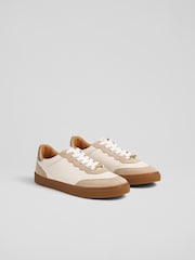 LK Bennett Cream Leather Suede Trainers - Image 3 of 6