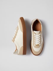 LK Bennett Cream Leather Suede Trainers - Image 5 of 6