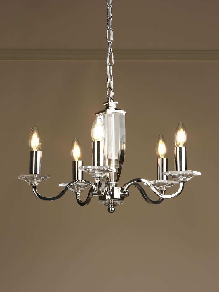 Laura Ashley Chrome Carson Cut Glass 5 Light Chandelier Light - Image 1 of 4