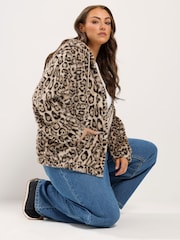 Yours Curve Natural Leopard Faux Fur Fleece - Image 1 of 6