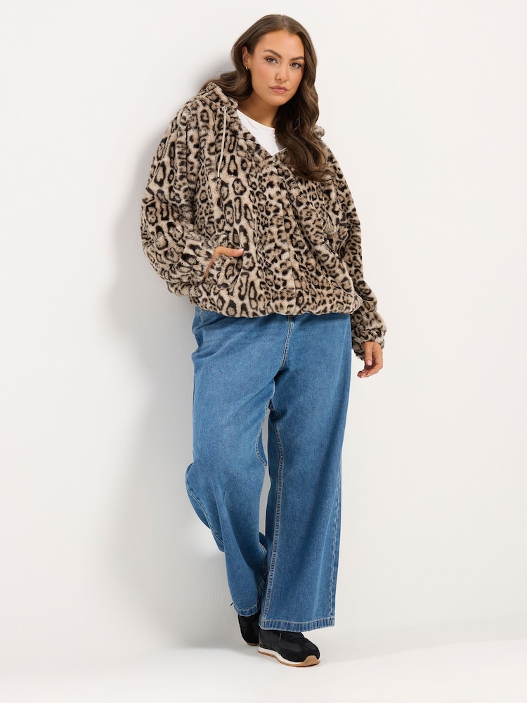 Yours Curve Natural Leopard Faux Fur Fleece - Image 2 of 6