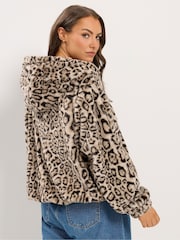 Yours Curve Natural Leopard Faux Fur Fleece - Image 3 of 6