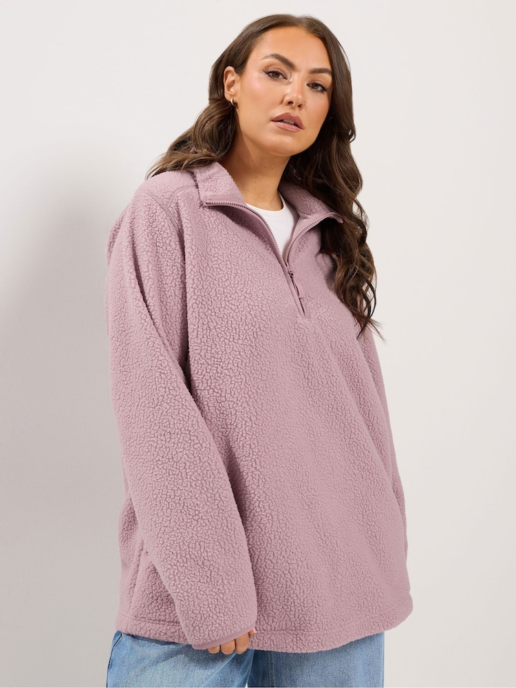 Rosa - Yours Curve Quarter Zip Fleece - Imagem 1 de 6