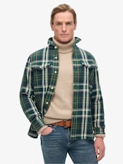 Superdry Merchant Check Green 100% Cotton Merchant Heavy Checked Shirt - Image 1 of 5
