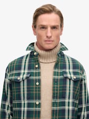 Superdry Merchant Check Green 100% Cotton Merchant Heavy Checked Shirt - Image 3 of 5
