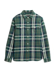 Superdry Merchant Check Green 100% Cotton Merchant Heavy Checked Shirt - Image 4 of 5