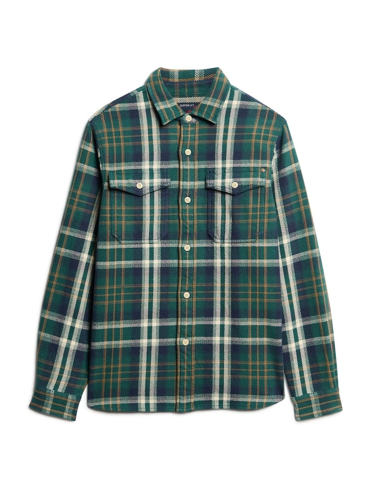 Superdry Merchant Check Green 100% Cotton Merchant Heavy Checked Shirt - Image 4 of 5