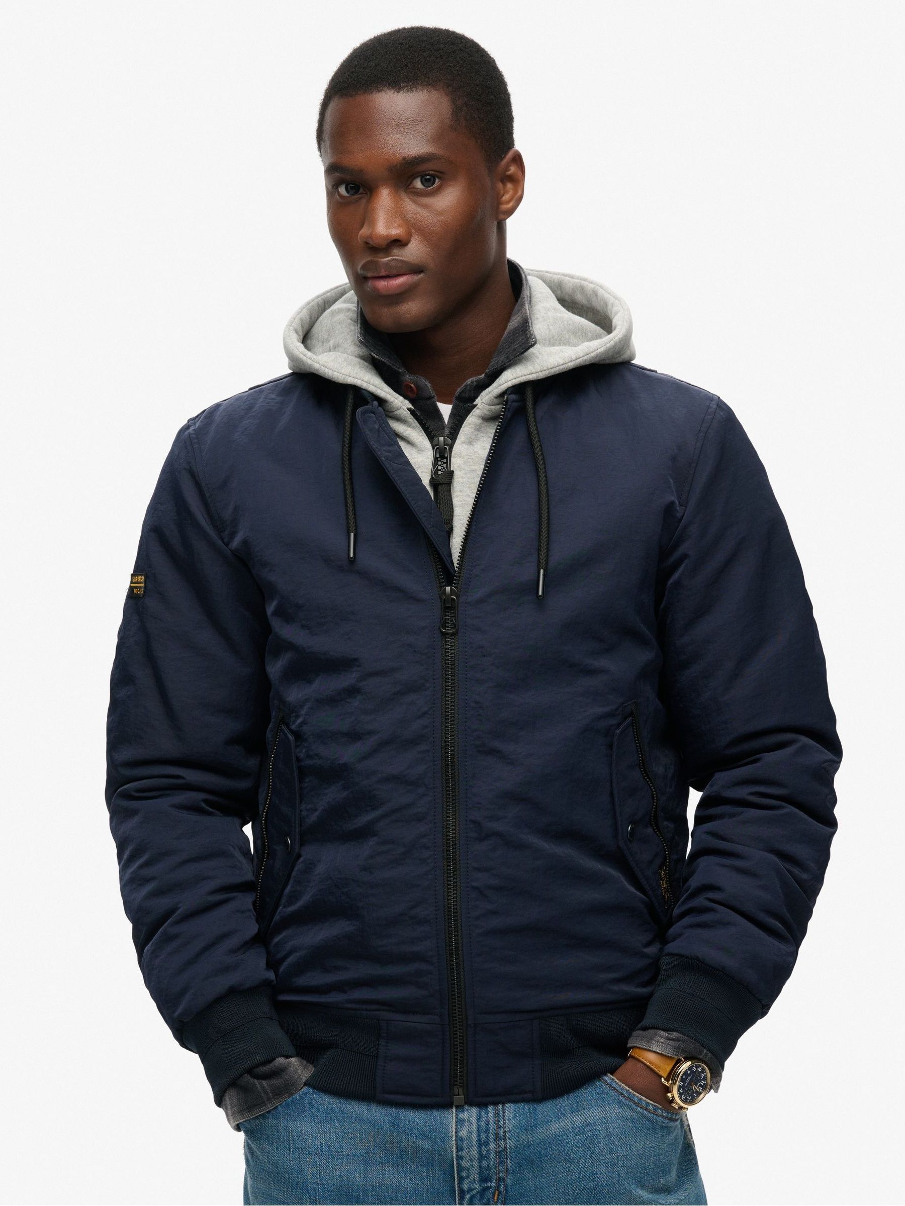 Buy Superdry Eclipse Navy Military Hooded Jacket from Next Luxembourg
