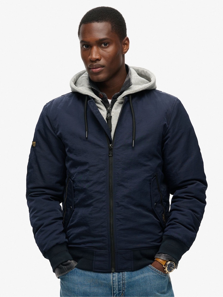 Superdry Eclipse Navy Military Hooded Jacket - Image 1 of 6