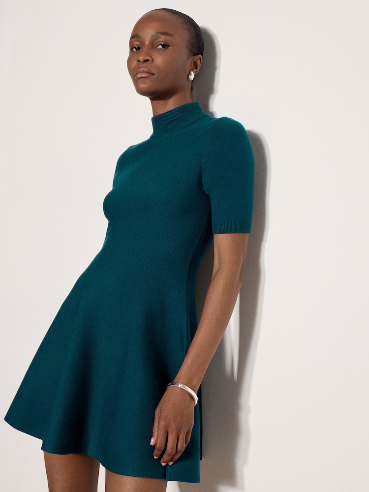 Apricot Blue Fit And Flare Ribbed Knit Mini Dress - Image 4 of 4 Apricot Blue Fit And Flare Ribbed Knit Mini Dress - Image 4 of 4