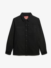 Superdry Black Texture Merchant Wool Overshirt - Image 4 of 5
