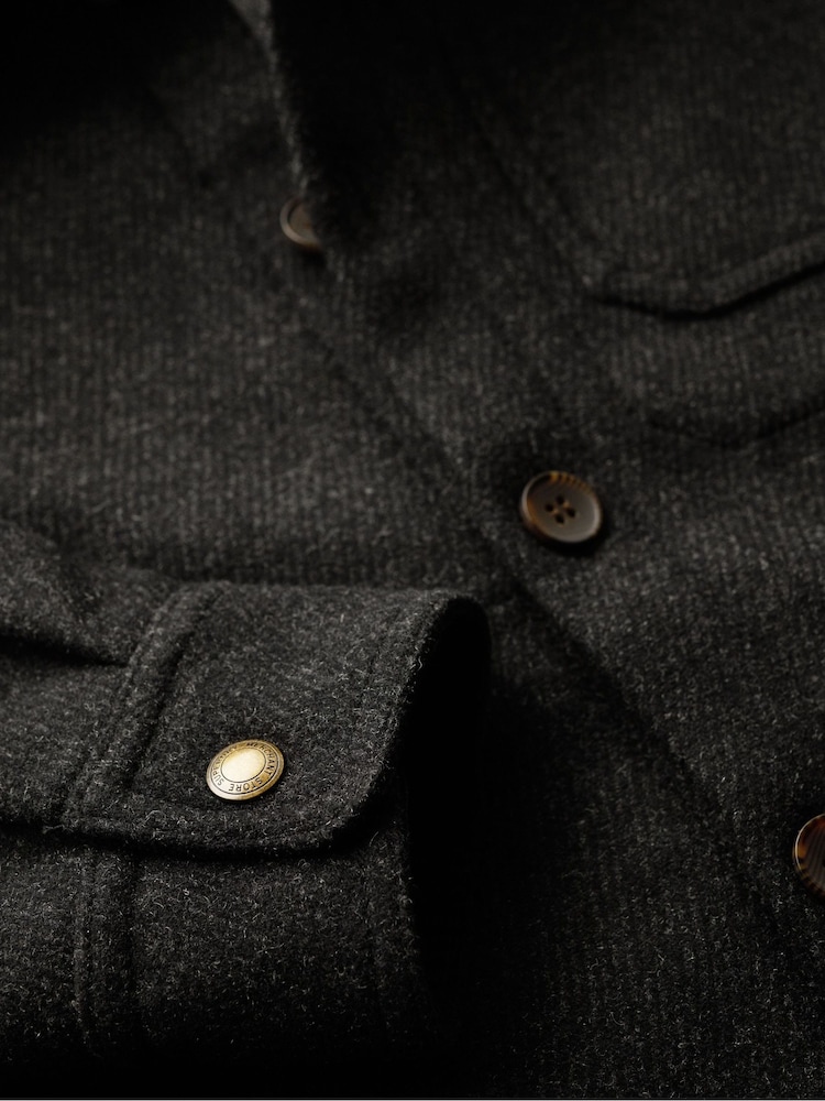 Superdry Black Texture Merchant Wool Overshirt - Image 5 of 5