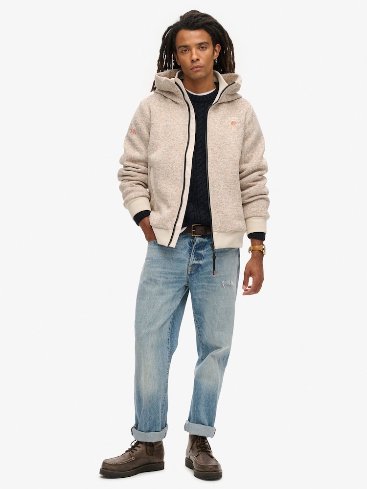 Gris apagado - Cazadora bomber de punto unido con capucha de Superdry - Imagen 2 de 7