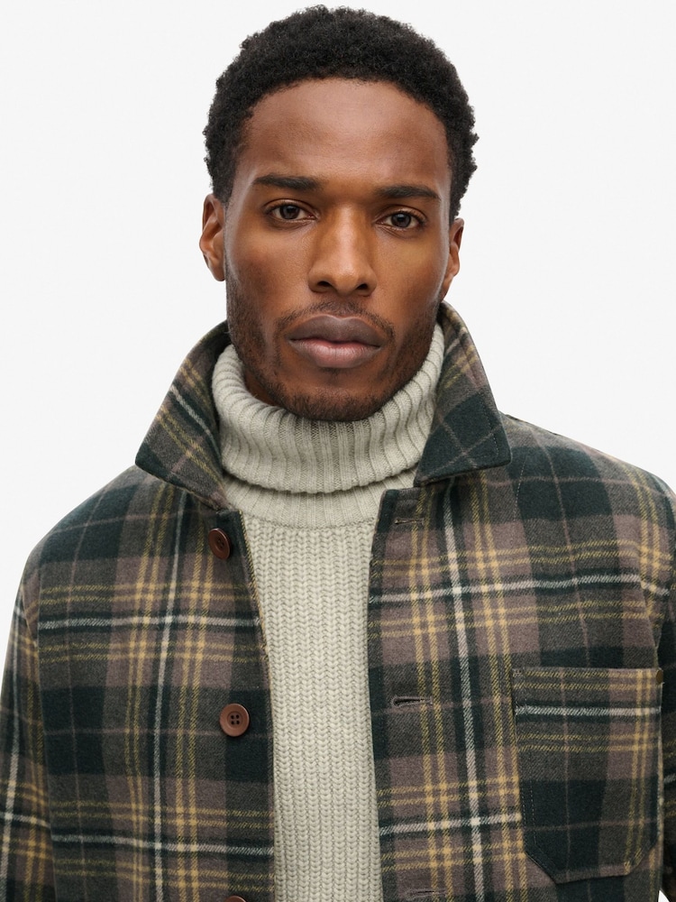 Superdry Mono Check Merchant Textured Overshirt - Image 2 of 5