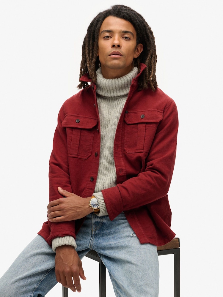Superdry Wine Red 100% Cotton Merchant CPO Overshirt - Image 2 of 6