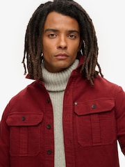 Superdry Wine Red 100% Cotton Merchant CPO Overshirt - Image 4 of 6