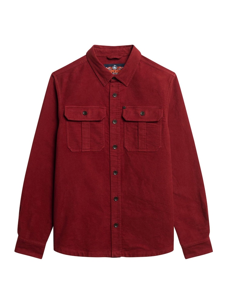 Superdry Wine Red 100% Cotton Merchant CPO Overshirt - Image 6 of 6