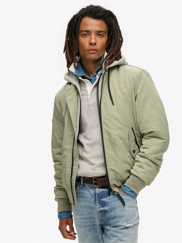 Superdry Seagrass Green Military Hooded Jacket - Image 1 of 6