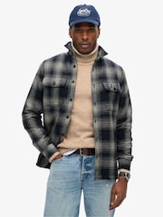 Superdry Over Ombre Navy Wool Miller Overshirt - Image 1 of 6