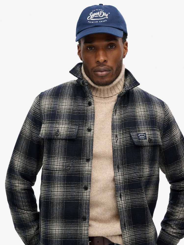 Superdry Over Ombre Navy Wool Miller Overshirt - Image 4 of 6