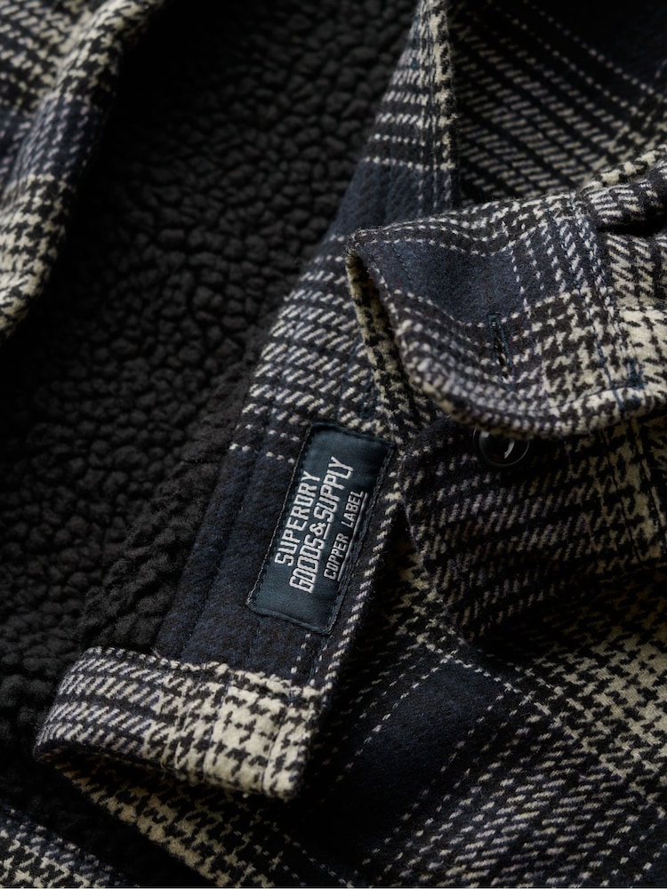 Superdry Over Ombre Navy Wool Miller Overshirt - Image 5 of 6