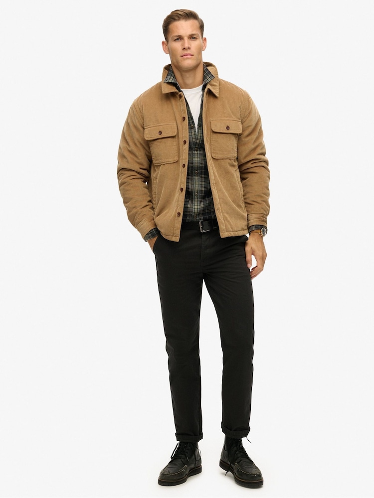 Superdry Sandstone Brown Surplus Co-ord Quilt Overshirt - Image 2 of 6