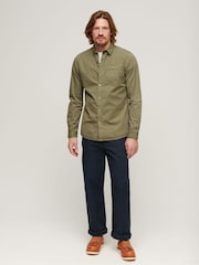 Superdry Light Khaki Green Merchant 100% Cotton Shirt - Image 2 of 6