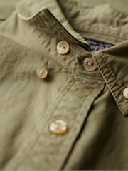 Superdry Light Khaki Green Merchant 100% Cotton Shirt - Image 5 of 6