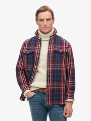 Superdry Merchant Check Navy 100% Cotton Merchant Heavy Checked Shirt - Image 1 of 3
