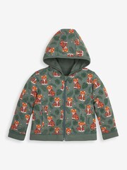 JoJo Maman Bébé Khaki Kids' Tiger Appliqué Reversible Hoodie - Image 3 of 5