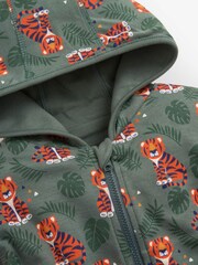 JoJo Maman Bébé Khaki Kids' Tiger Appliqué Reversible Hoodie - Image 4 of 5