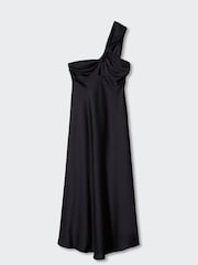 Mango Asymmetrical Satin Black Dress - Image 6 of 7