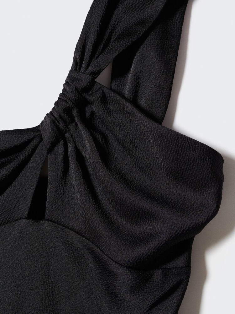 Mango Asymmetrical Satin Black Dress - Image 7 of 7 Mango Asymmetrical Satin Black Dress - Image 7 of 7