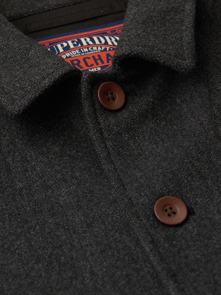 Superdry Charcoal Merchant Textured Overshirt - Image 6 of 6