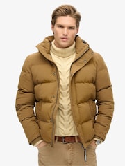 Superdry Kangaroo Brown Everest Short Hooded Puffer Coat Jacket - Image 1 of 6
