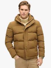 Superdry Kangaroo Brown Everest Short Hooded Puffer Coat Jacket - Image 2 of 6