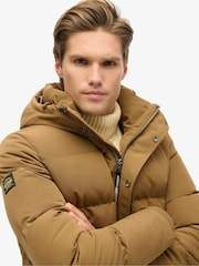 Superdry Kangaroo Brown Everest Short Hooded Puffer Coat Jacket - Image 4 of 6
