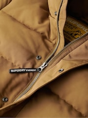 Superdry Kangaroo Brown Everest Short Hooded Puffer Coat Jacket - Image 6 of 6