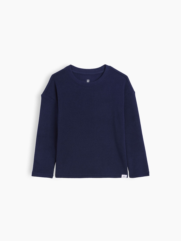 Navy - Gap Cosy Waffle Knit Long Sleeve T-Shirt (6mths-5yrs) - Larawan 1 ng 3 Navy - Gap Cosy Waffle Knit Long Sleeve T-Shirt (6mths-5yrs) - Larawan 1 ng 3